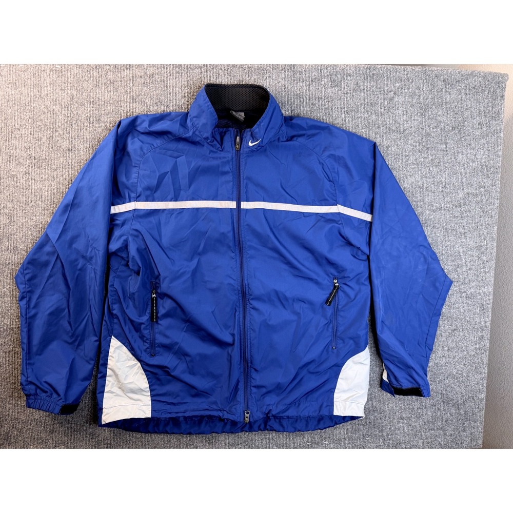 Nike Clima-Fit Windbreaker Jacket Mens XL Blue Reflective Full Zip Running Y2K
